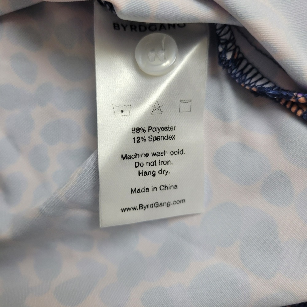 Byrdgang Mens Medium Multicolor Animal Print Performance Stretch Golf‎ Polo SS - Picture 5 of 6
